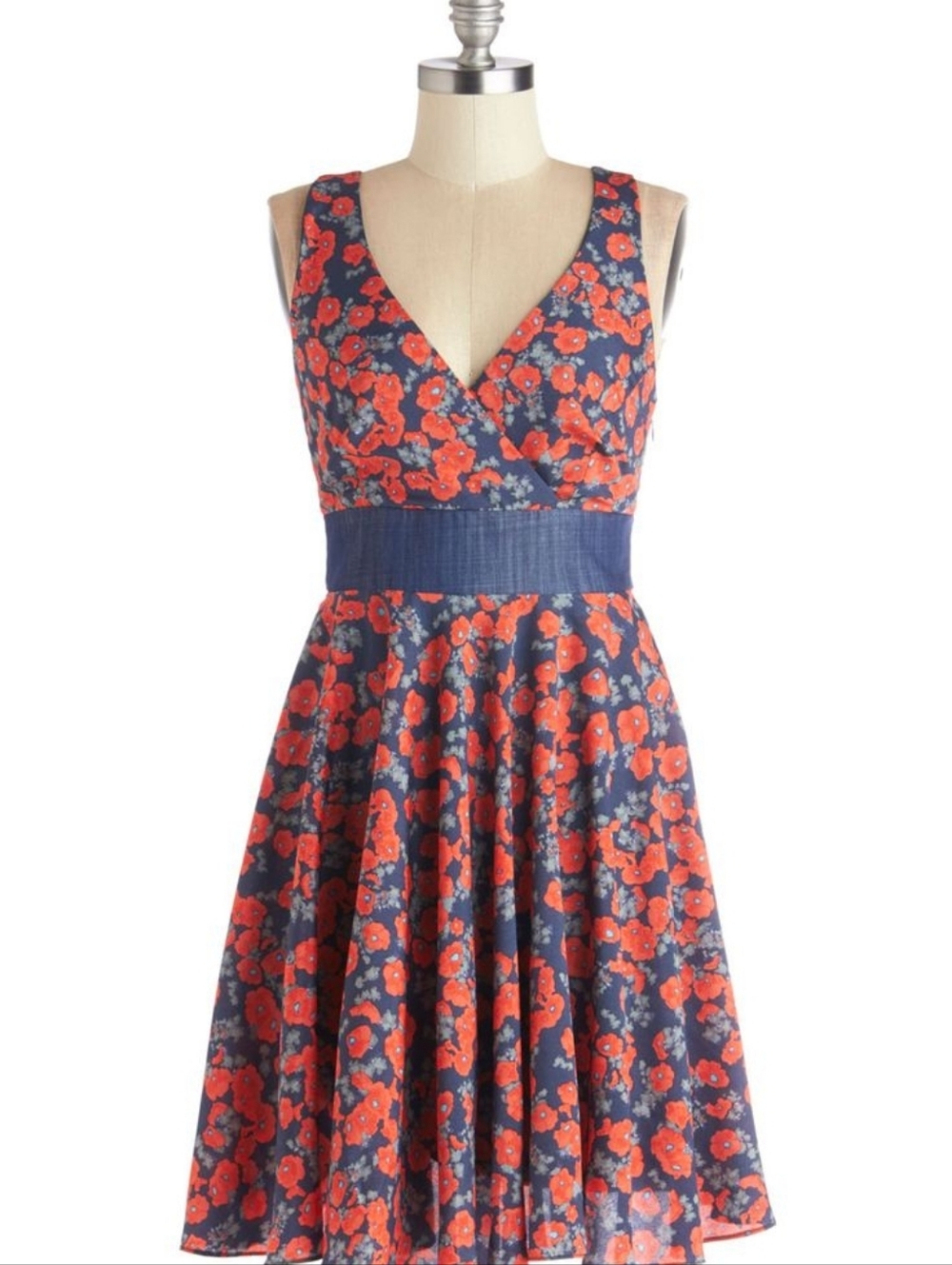 Modcloth Floral V-Neck Dress